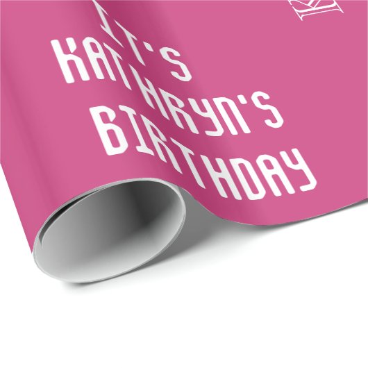 名パーソナライズされた前&年代誕生日ピンク ラッピングペーパー (ロールコーナー)