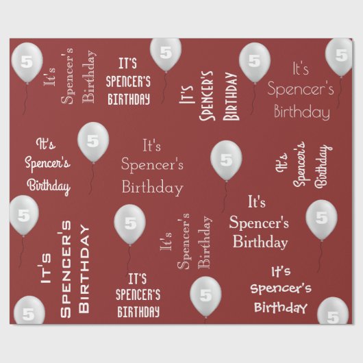 名パーソナライズされた前&年代誕生日レッド ラッピングペーパー (フラット)