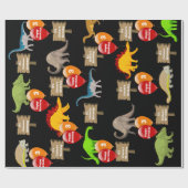 名パーソナライズされた前&年齢恐竜誕生日 ラッピングペーパー (フラット)