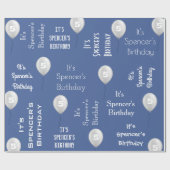 名パーソナライズされた前&年齢誕生日青 ラッピングペーパー (フラット)