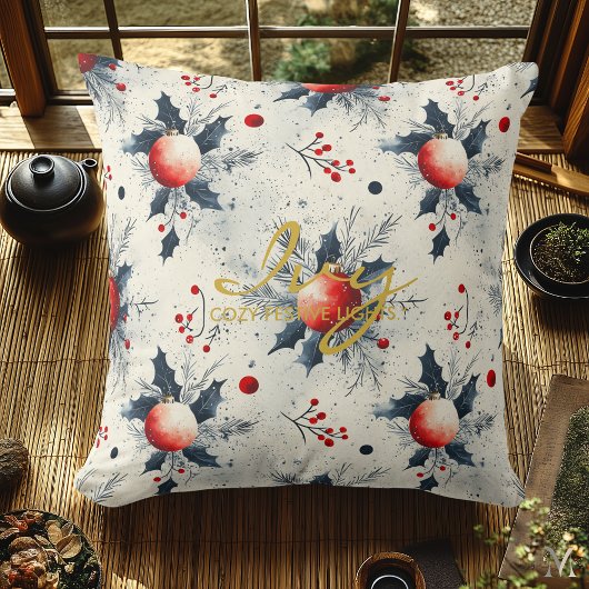 名パーソナライズされた前・引用文付きクリスマス枕 クッション