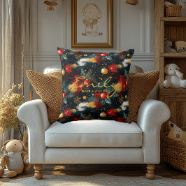 名パーソナライズされた前・引用文付きクリスマス枕 クッション