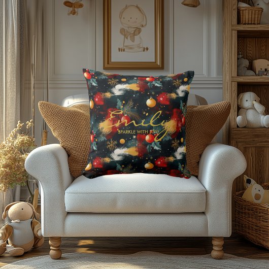 名パーソナライズされた前・引用文付きクリスマス枕 クッション