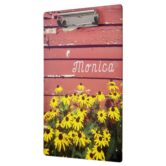 名パーソナライズされた前(木素朴と花) クリップボード (左)