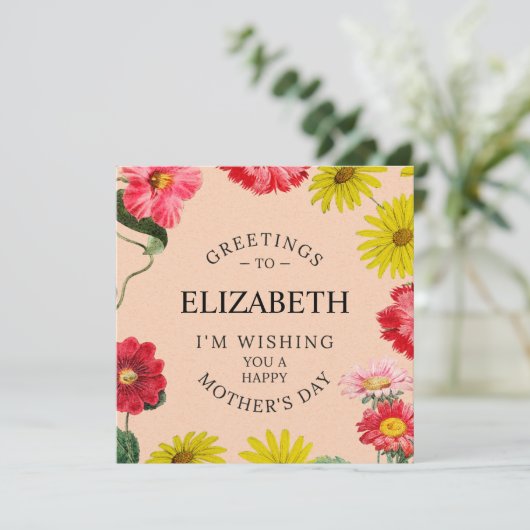 名パーソナライズされた前 – 母の日の願いフローラ シーズンカード (スタンド正面)