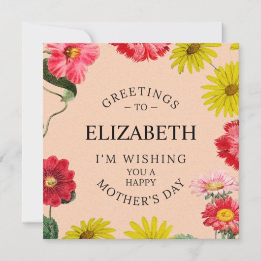 名パーソナライズされた前 – 母の日の願いフローラ シーズンカード (正面)