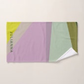 名パーソナライズされた前(紫、緑) バスタオルセット (ハンドタオル)