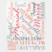 名パーソナライズされた前、色、友情の言葉 フリースブランケット (正面)