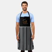 名パーソナライズされた前&誕生日BBQバーベキューグリル エプロン (着用した状態)