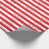 名パーソナライズされた前、赤と白ストライプ名 ラッピングペーパー (角)