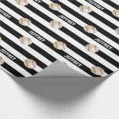 名パーソナライズされた前、野球黒白 ラッピングペーパー (角)