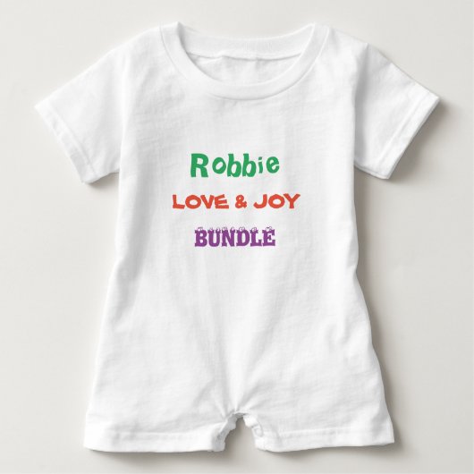 名パーソナライズされた前，黒，かわいいおもしろいスクリプカラフルト ベビーボディスーツ (正面)