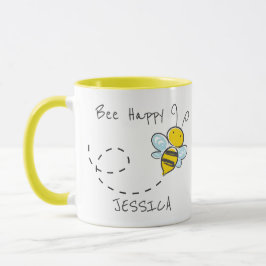 名パーソナライズされた前 | Bee Happy マグカップ