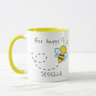 名パーソナライズされた前 Bee Happy マグカップ
