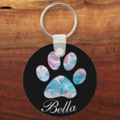 名パーソナライズされた前， Dreamy Pawprint キーホルダー (正面)