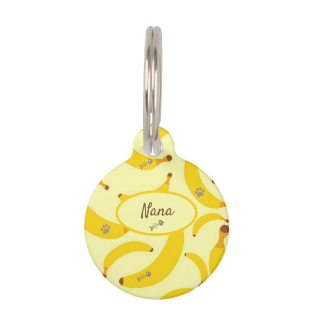 名パーソナライズされた前Bananas Cat ペット　ネームタグ (正面)