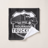 名パーソナライズされた前Big Rigセミトラック バスタオルセット (ウォッシュタオル)