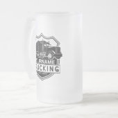 名パーソナライズされた前Big Rigセミトラック フロストグラスビールジョッキ (正面左)