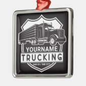 名パーソナライズされた前Big Rigセミトラック メタルオーナメント (左)