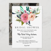 名パーソナライズされた前Boho Bouquetブライダルシャワー写真 招待状 (正面/裏面)