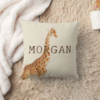 名パーソナライズされた前Giraffe Safari クッション
