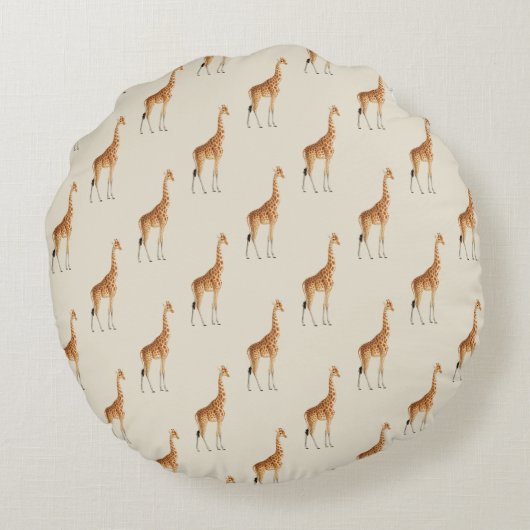 名パーソナライズされた前Giraffe Safari ラウンドクッション (裏面)