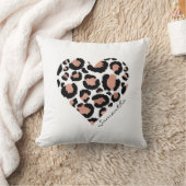 名パーソナライズされた前Leopardエレガントハート クッション (ブランケット)