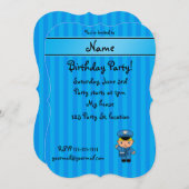 名パーソナライズされた前mailman blueストライプ 招待状 (正面/裏面)