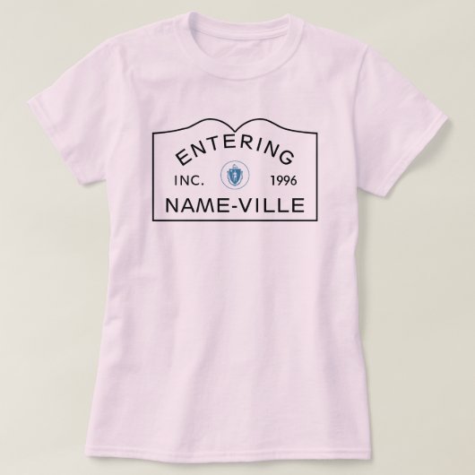 名パーソナライズされた前Massuetts Town Sign Tシャツ (デザイン正面)