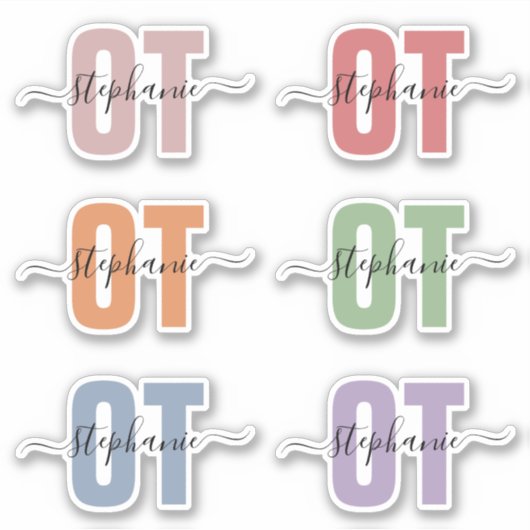 名パーソナライズされた前OT職業セラピスト シール (正面)