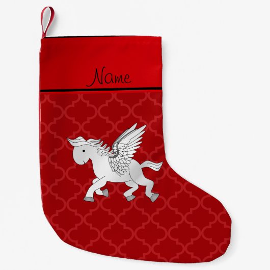名パーソナライズされた前pegasus red morocus スモールクリスマスストッキング (正面)