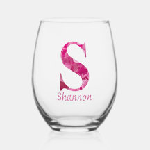 名パーソナライズされた前Pinkフローラモノグラム「S」