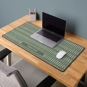 名パーソナライズされた前Sage Green Bohoモダン Office デスクマット