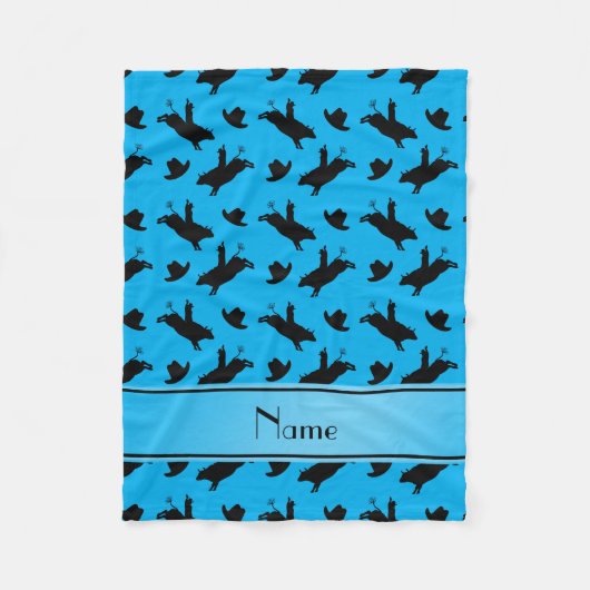名パーソナライズされた前sky blue rodeoブル フリースブランケット (正面)