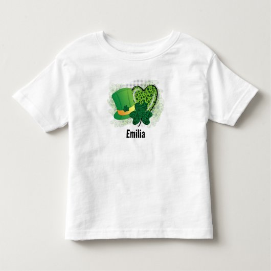名パーソナライズされた前St patricks dayシャムロッククローバー トドラーTシャツ (正面)