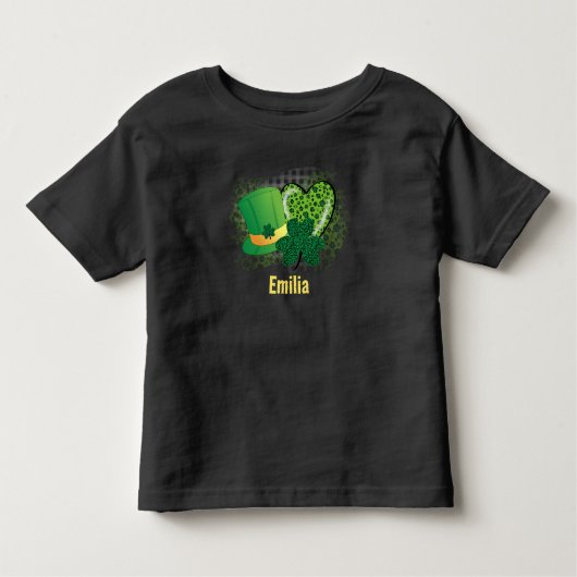 名パーソナライズされた前St patricks dayシャムロッククローバー トドラーTシャツ (正面)