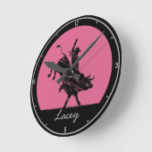 名パーソナライズされた前Western Rodeo Bull Rider Coboy ラウンド壁時計 (傾斜)