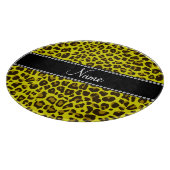 名パーソナライズされた前yellow leopard模様 カッティングボード (角)