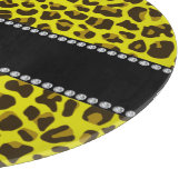 名パーソナライズされた前yellow leopard模様 カッティングボード (角)