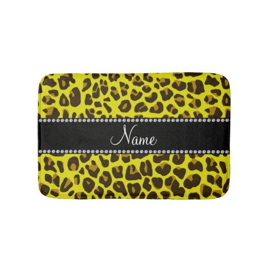 名パーソナライズされた前yellow leopard模様 バスマット (正面)
