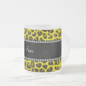 名パーソナライズされた前yellow leopard模様 フロストグラスマグカップ (正面右)