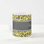 名パーソナライズされた前yellow leopard模様 フロストグラスマグカップ (正面左)