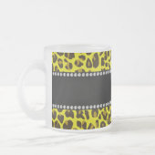 名パーソナライズされた前yellow leopard模様 フロストグラスマグカップ (左)