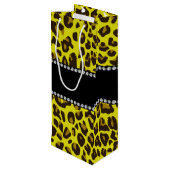 名パーソナライズされた前yellow leopard模様 ワインギフトバッグ (裏面アングル)