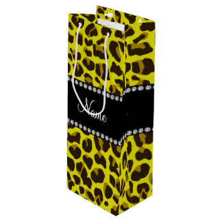 名パーソナライズされた前yellow leopard模様 ワインギフトバッグ
