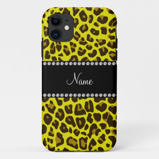 名パーソナライズされた前yellow leopard模様 Case-Mate iPhoneケース (裏面)