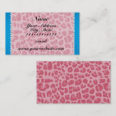 名パーソナライズされた名かわいらしpink leopard blue ストライプ 名刺 (正面/裏面)