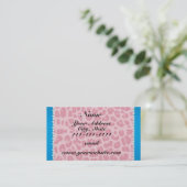 名パーソナライズされた名かわいらしpink leopard blue ストライプ 名刺 (スタンド正面)