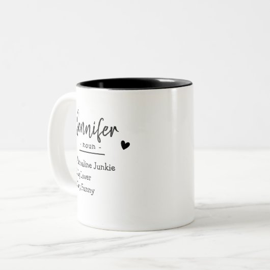 名パーソナライズされた名名定義文字カスタムギフト ツートーンマグカップ (正面左)