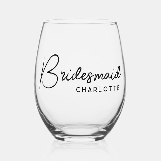 名パーソナライズされた字スエレガントクリプト花嫁ギフト ステムなしワイングラス (正面)